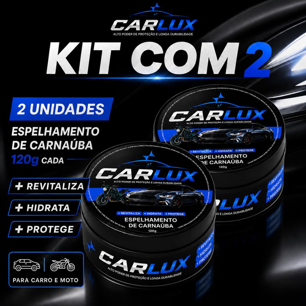 Kit 02 Ceras Carnaúba Automotiva Lataria e Plástico - Brilho Revitalização Proteção UV