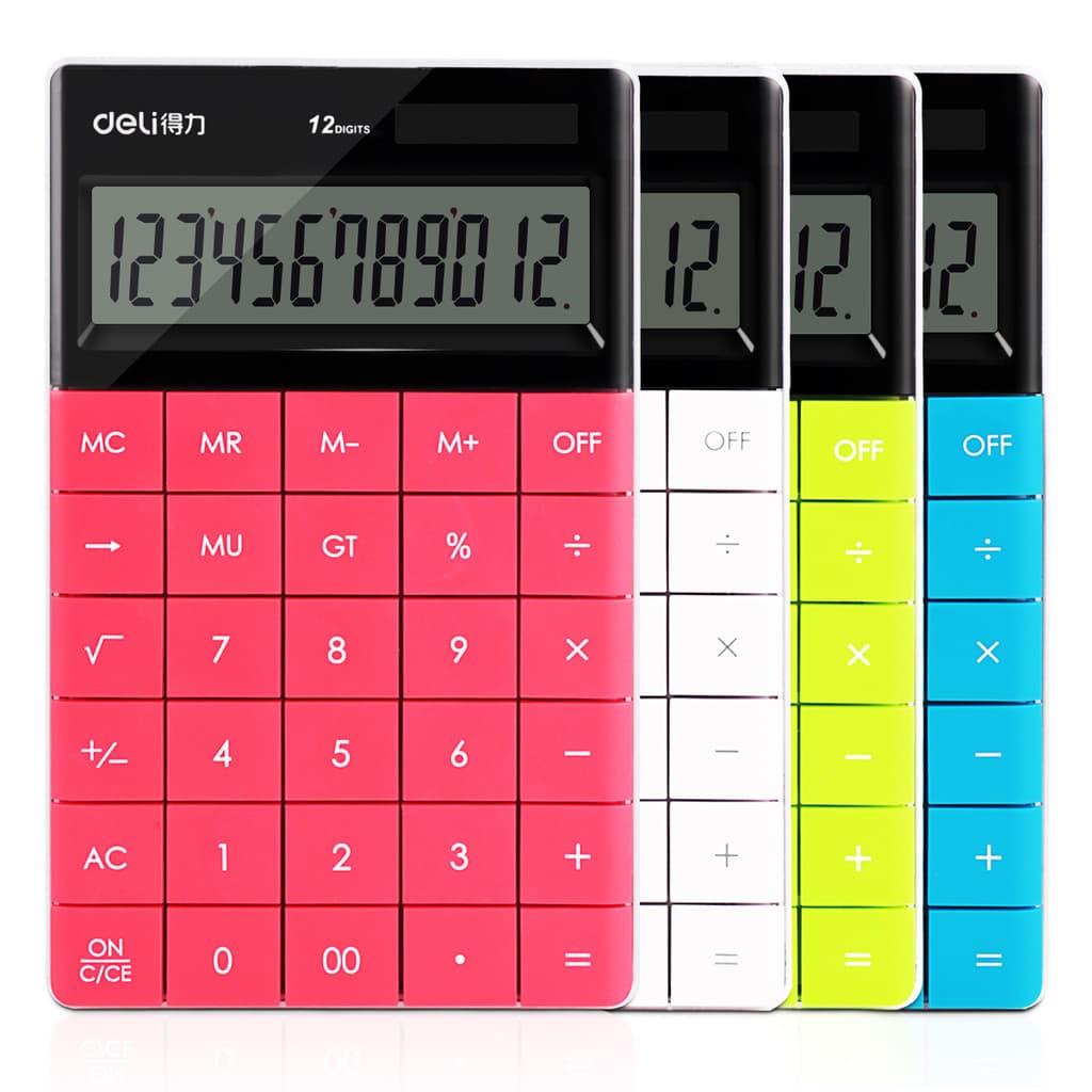 Deli 1589 Tablet Calculadora Solar Portátil Estudante Uso Escritório Botão Grande Doce Cor Desenho Animado Versão Corean