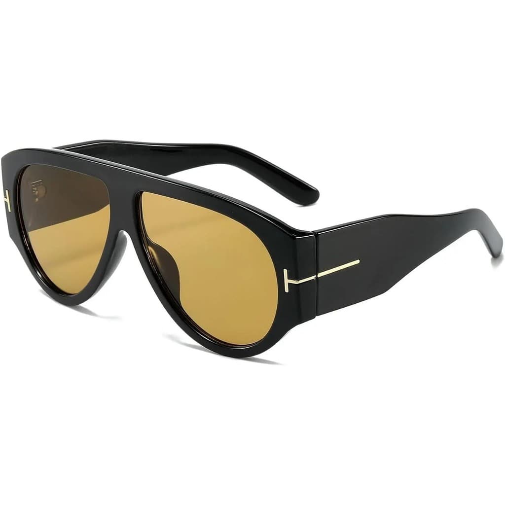 Óculos de Sol Aviador Oversized Retrô para Mulheres e Homens, Estilo Anos 70, Proteção UV400, Armação Grossa de Luxo, Óc