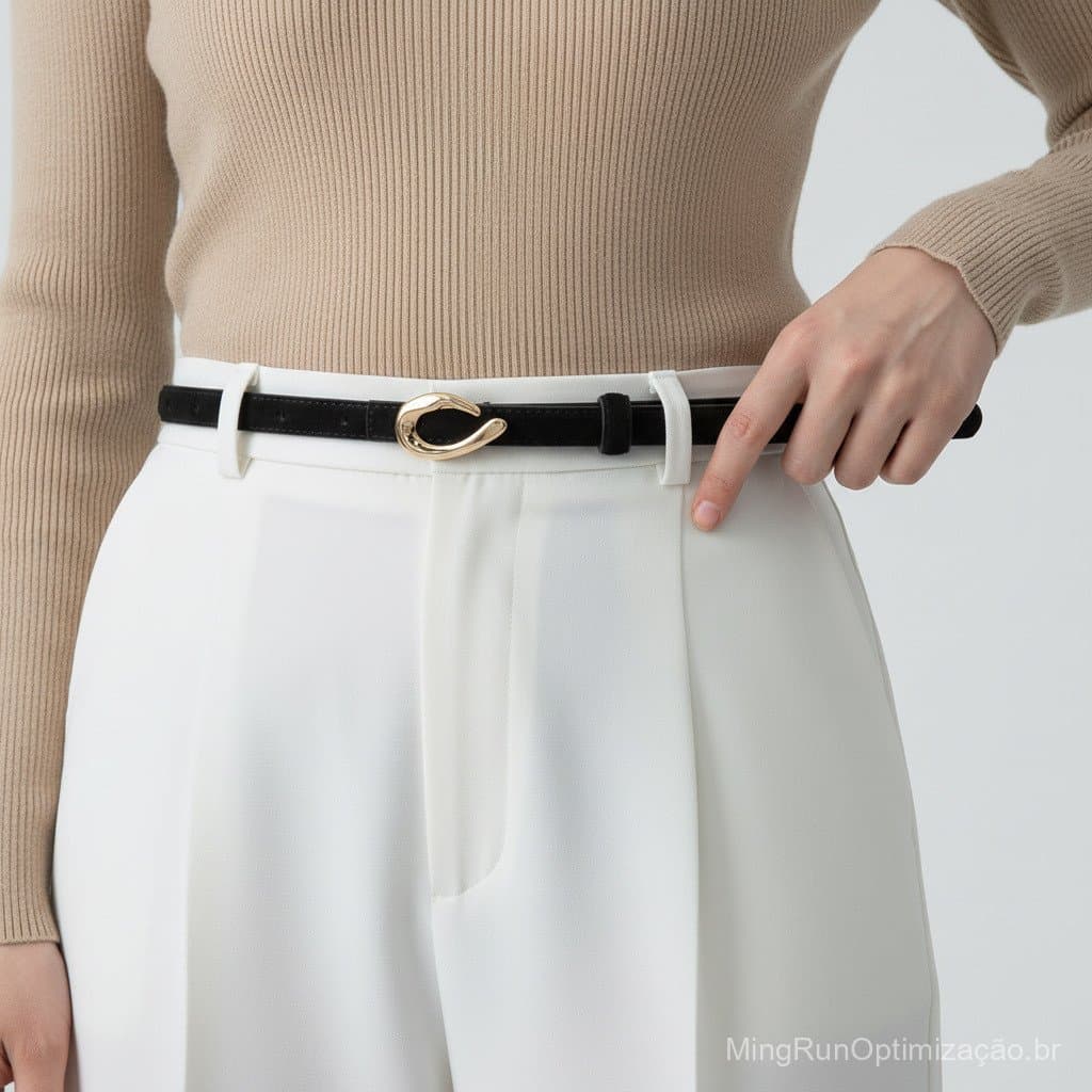 Cinto feminino de couro, cinto fino de couro genuíno, cinto feminino elegante e simples para combinar com jeans, calças