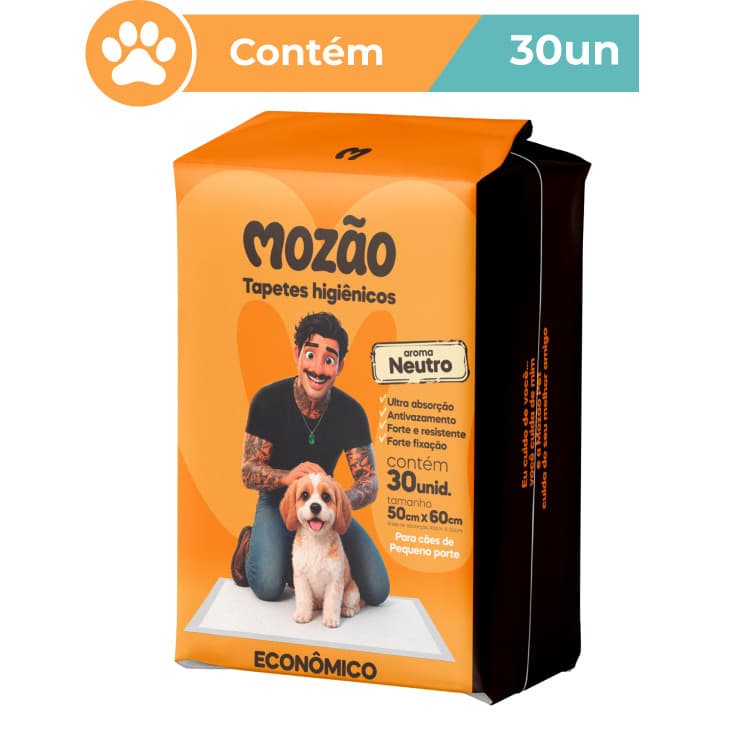 Tapete Higiênico Mozão Econômico Neutro Cães 50x60 30un