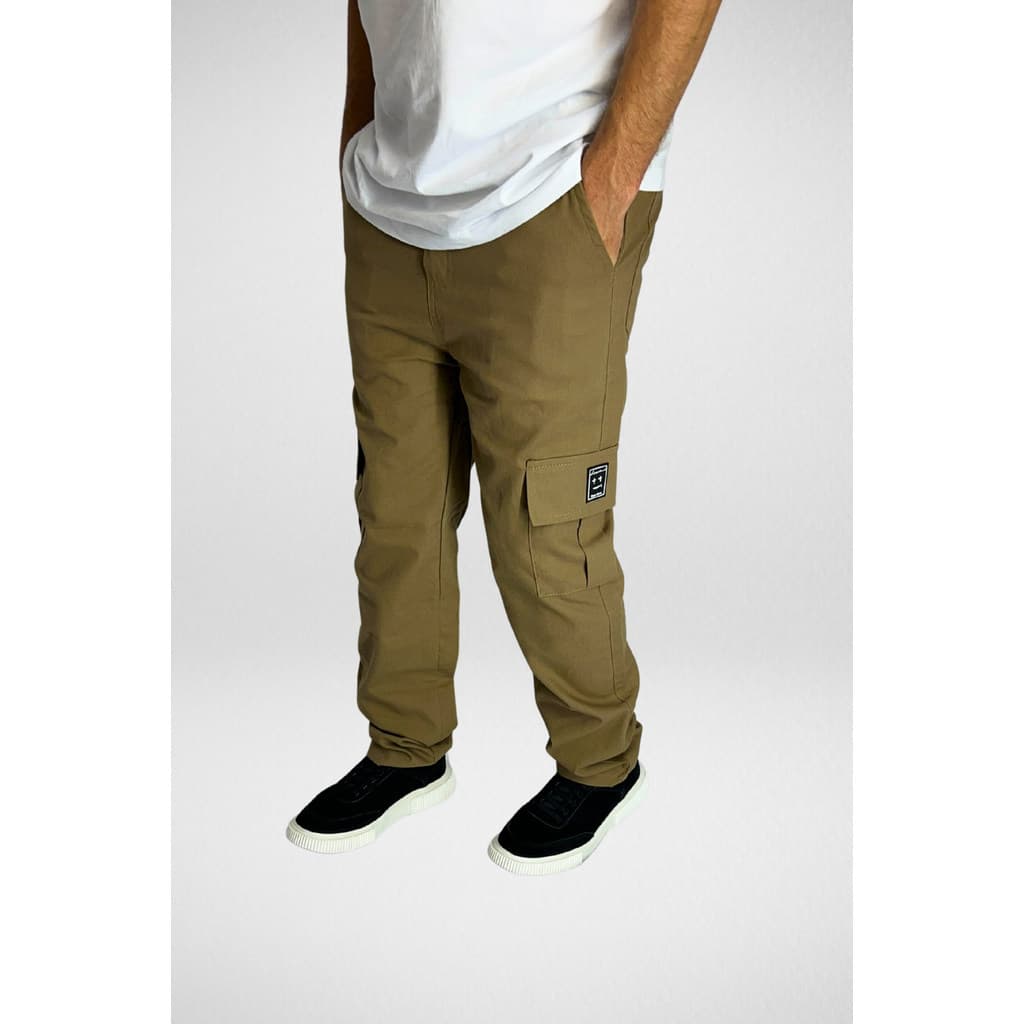 Calça Cargo Masculina Bege com bolso Lateral