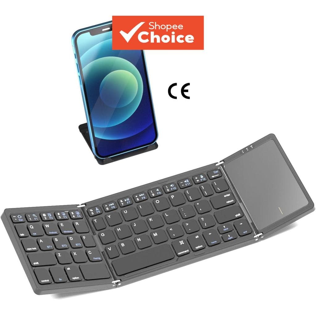 Teclado Bluetooth dobrável ultra-fino com touchpad e teclado numérico, recarregável e sem fio, compatível com tablets e