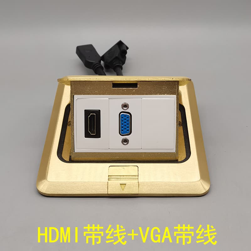 Plugue de aterramento de cobre Pop-Up HDMI HD com cabo VGA com cabo de extensão sem solda HDMI fêmea para fêmea plugue d