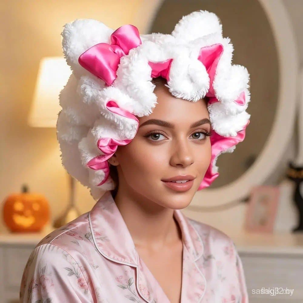 1 Peça de Touca Feminina Estilo Urso de Pelúcia, Cuidado Capilar, Toucas Ajustáveis de Pelúcia 3D, Toucas de Pelúcia For