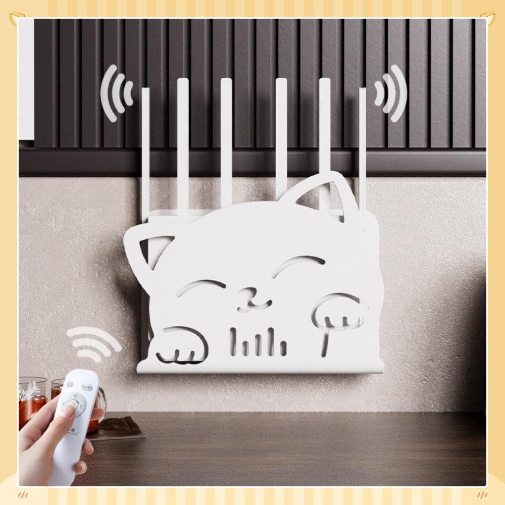 Suporte De Roteador  , Caixa De Armazenamento WiFi Com Tema De Gato De Plástico , Organizador Oculto Montad