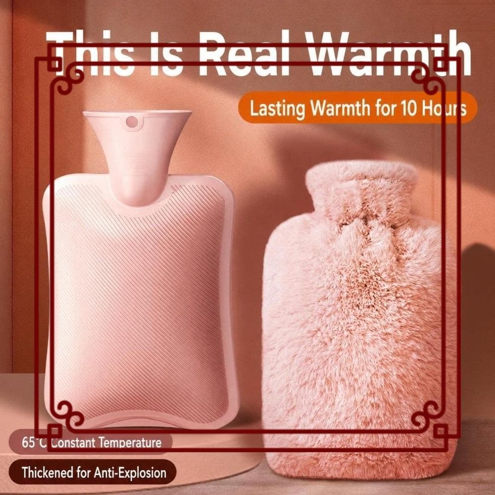 Garrafa De Água Quente , Com Capa De Pele De Coelho Falsa 1000ml/2000ml , Bolsa À Prova De Saco