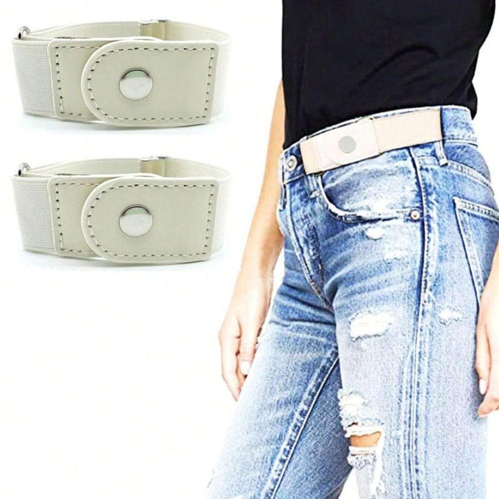 2 Unidades/Conjunto Cinto Elástico , Ajustável Invisível , Lona Sem Fivela Calças Unissex