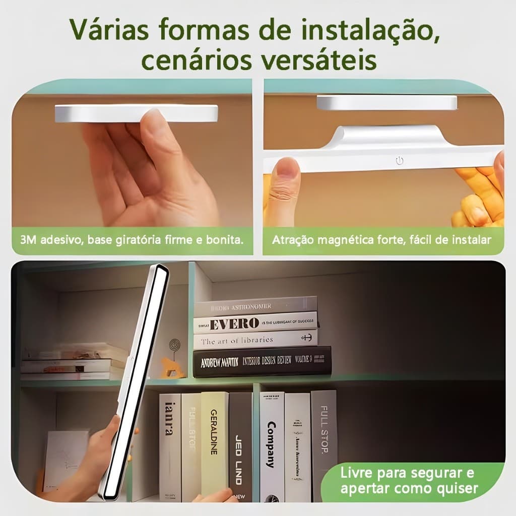 Luminária De Led Sobrepor Bastão Recarregável Sem Fio Com Suporte Magnético E Touch 3 cores com Controle Remoto