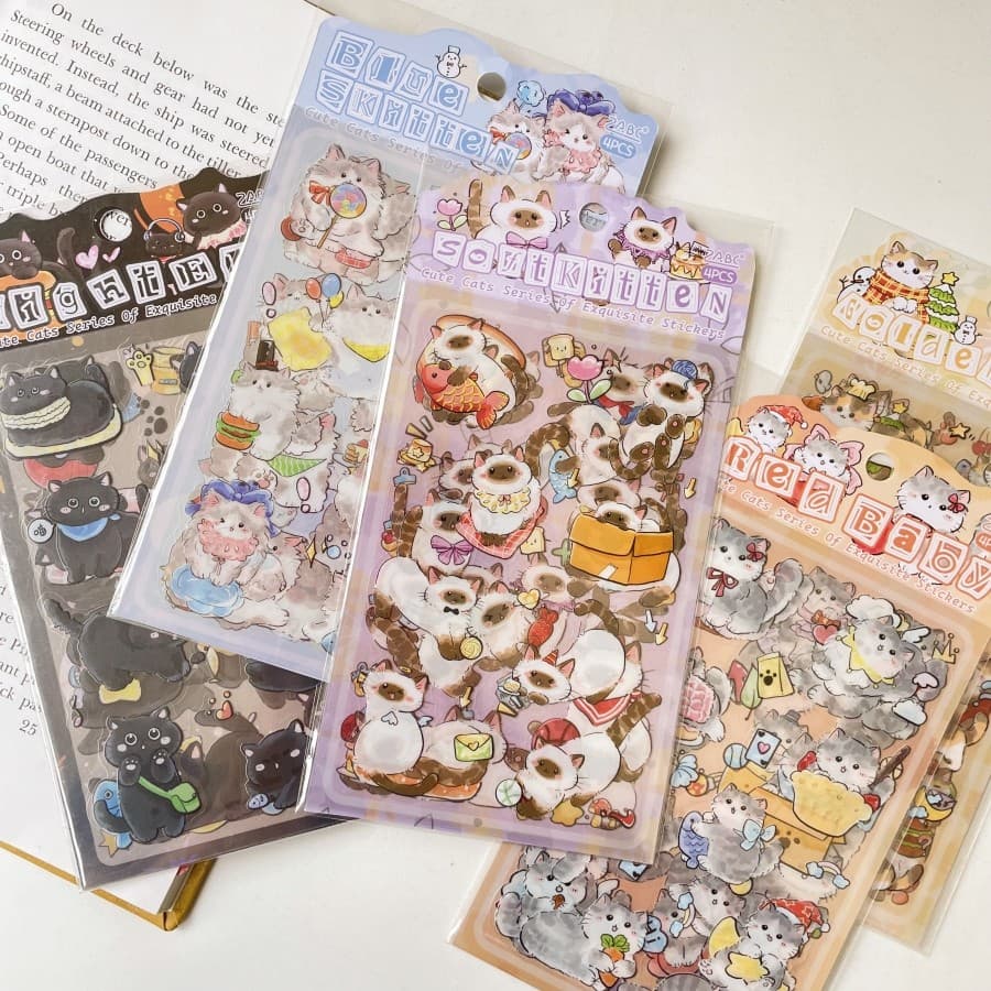 Departamento de gatos mantimentos estilo japonês macio bonito gato dos desenhos animados adesivo à prova dwaterproof águ
