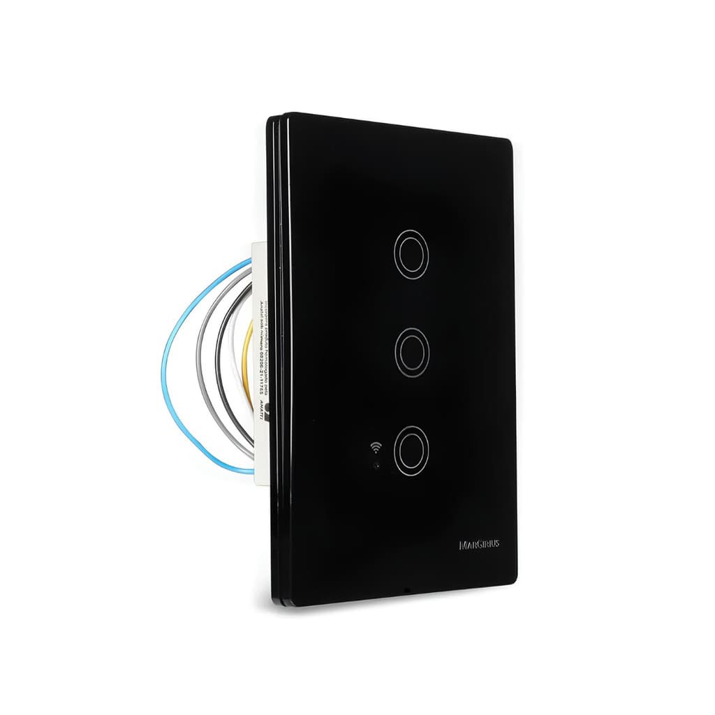 INTERRUPTOR INTELIGENTE MARGIRIUS SMART LINK TOUCH 3 TECLA PRETO BIVOLT
