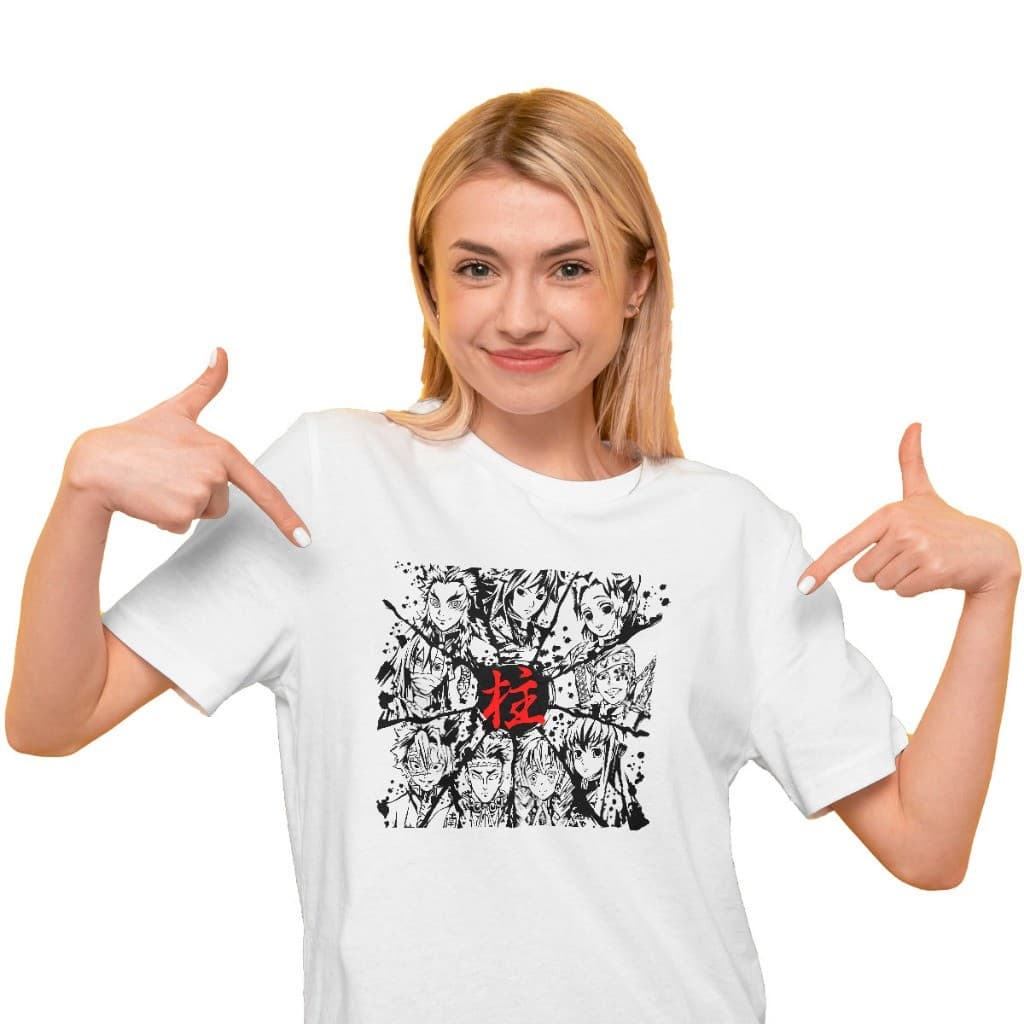 Camiseta Personalizada Anime Manga Kimetsu no Yaiba Hashiras Os Pilares 100% Algodão Unisse