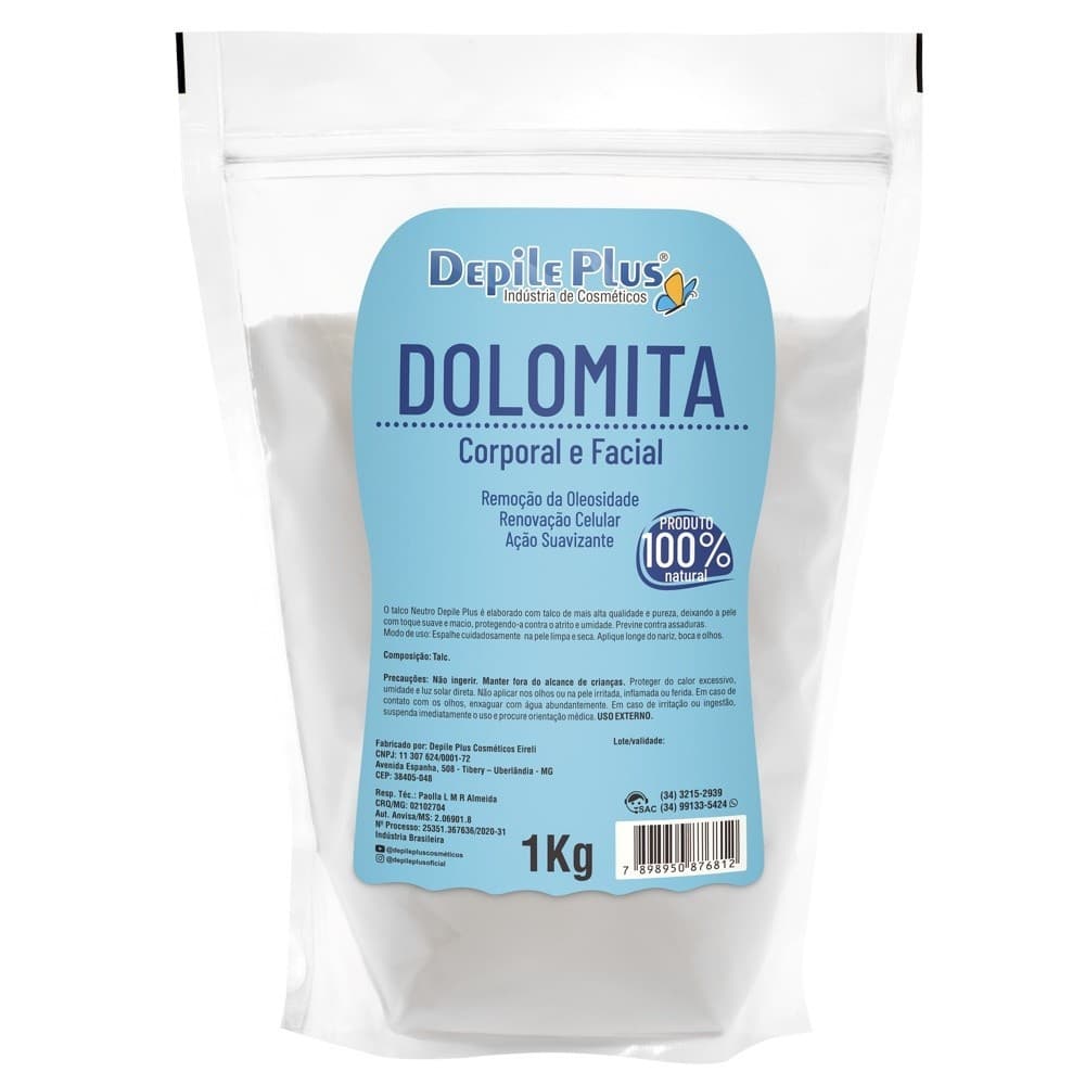 Talco Dolomita Corporal e Facial  para Depilação e Cuidados para a Pele Depile Plus