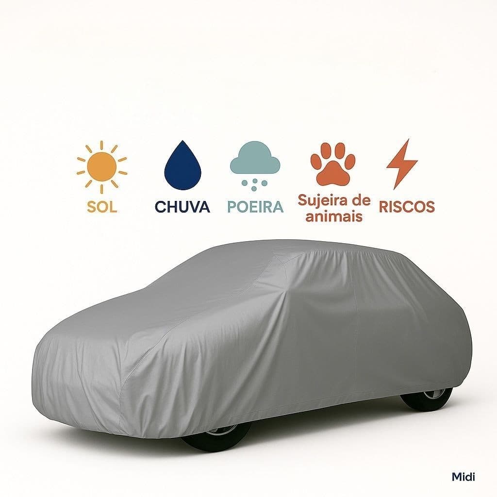 Capa De Cobrir Carro Forrada Impermeável Proteção Contra Sol Chuva Poeira E Riscos
