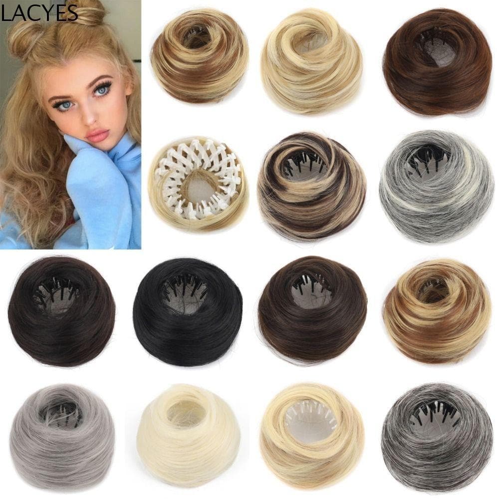 Extensões De Coque De Cabelo Bagunçado LACYES , Clipe Retrátil Em Postiços Updo , Chignons Naturais Formato De Ninho De