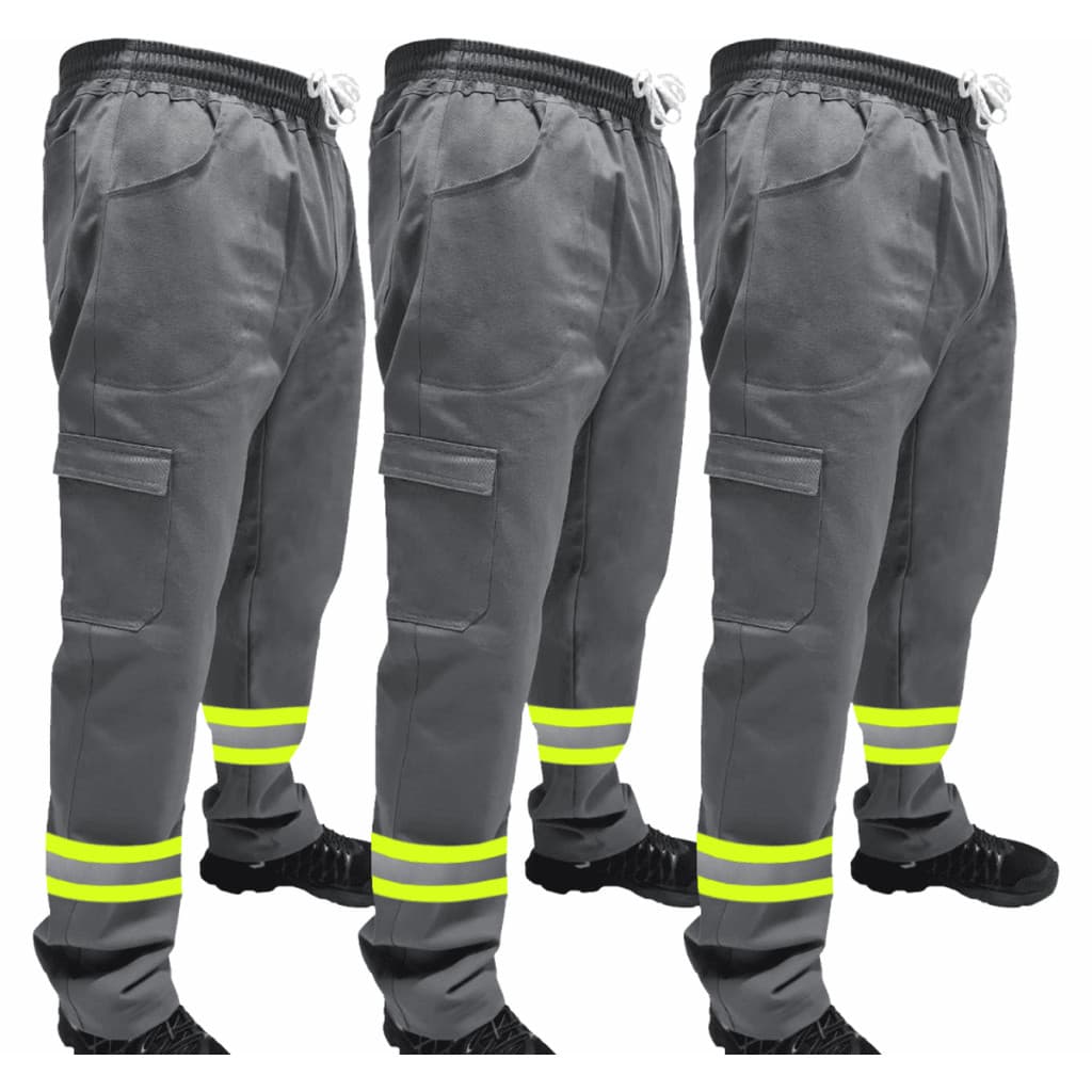 Kit C/ 3 Calça de Uniforme Terminal de Carga Brim Profissional Reforçada Com Faixa Refletiva Verde