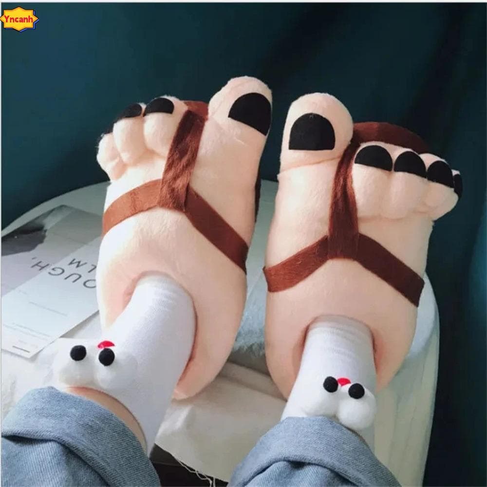 YNCANH Chinelos Engraçados , Sapatos De Algodão Com Pés Grandes Dedo Grande , Inverno Macio , Criativo , Engraçado , Des
