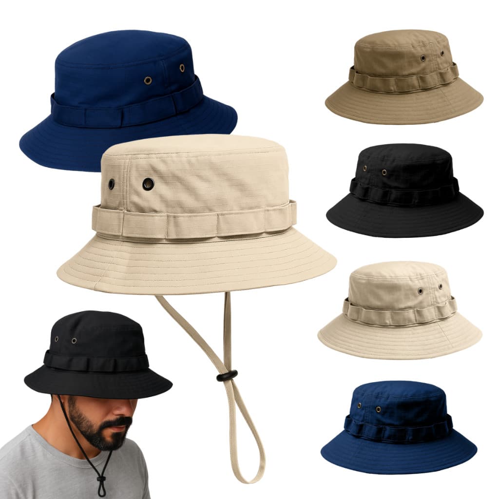 Chapeu Militar Bucket Boonie Hat Caça Chapéu Camping Pesca Masculino Feminino Rip Stop Sarja