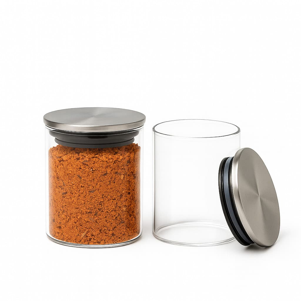 Pote de Vidro Hermético 200 ml com Tampa Inox – Organizador de Temperos e Conservas de Cozinha
