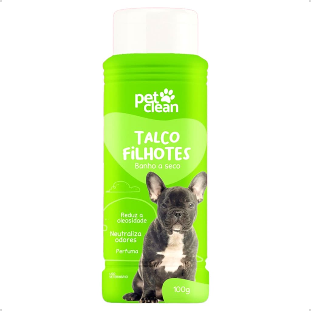 Talco Banho a Seco Pet Clean Filhote 100g Cuidado Diário