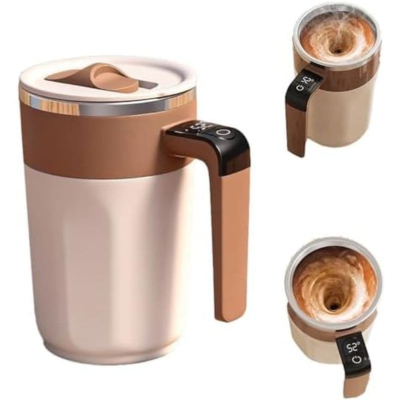 Caneca De Café Com Agitação Automática Display Tempeure , Viagem Recarregável De 400ML Para Leite E Outros (Verde)