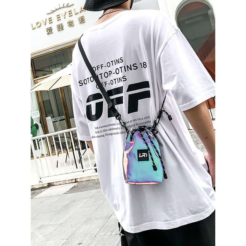 Rua Hip-Hop funcional saco do mensageiro novo estilo Unisex estilo street Wear influenciador mesmo estilo cordão reflexi