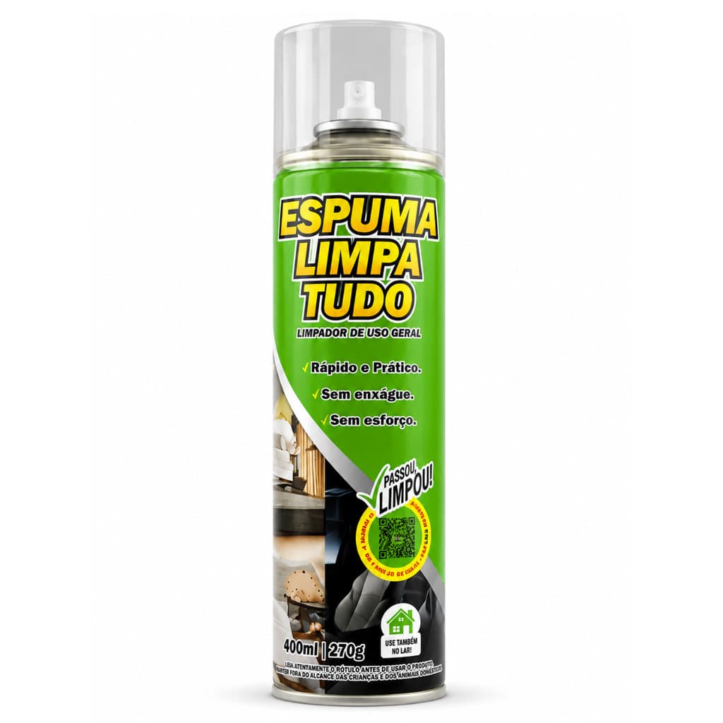 Espuma Limpa Tudo Gitanes 400ml Multiuso Uso Geral Casa Carro Estofados Tecidos Couro Plástico