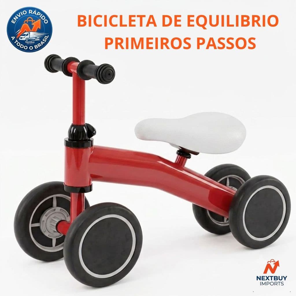 Bicicleta De Equilíbrio Infantil 4 Rodas Sem Pedal Primeiros Passos