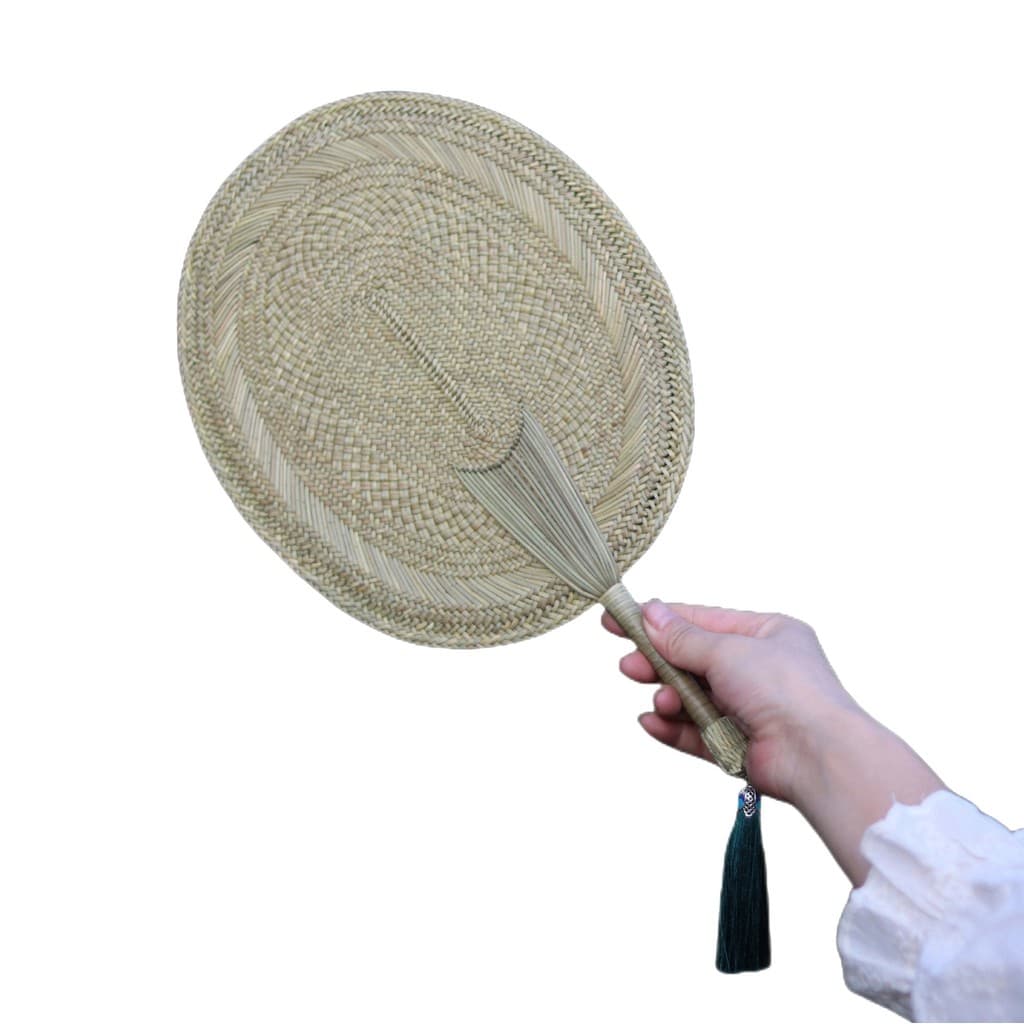 Puro tecido à mão Oval Pucao ventilador de refrigeração repelente de mosquitos doméstico antigo ventilador de grama arte