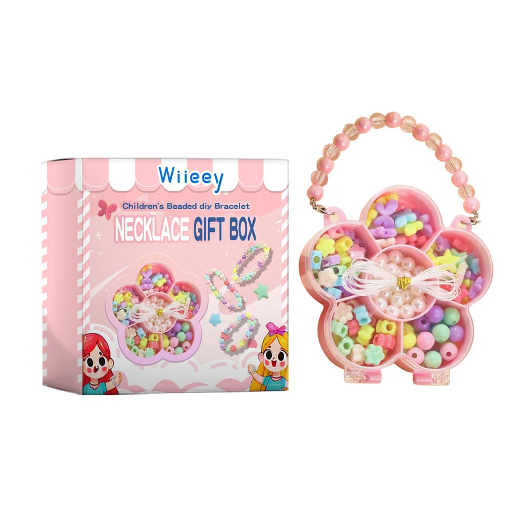 Wiieey crianças frisadas DIY pulseira colar caixa de presente crianças jogar diversão menina frisado conjunto de jóias