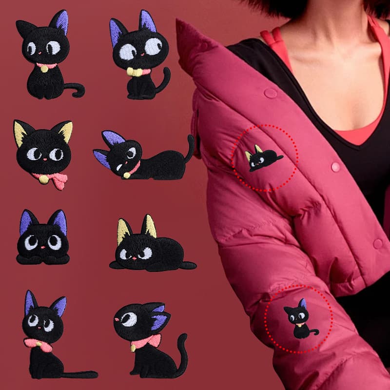 Adesivo autoadesivo para gato de olhos grandes, camiseta, roupas, calças, bolsas, buracos, bordado sem costura, reparaçã