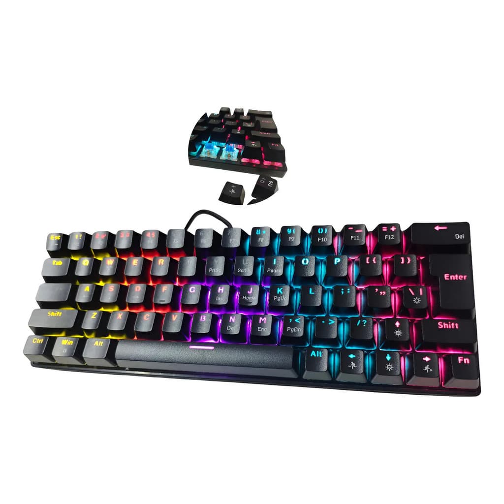 Teclado Mecânico Gamer Rgb Switch Azul Barulhent 63t Com Fio