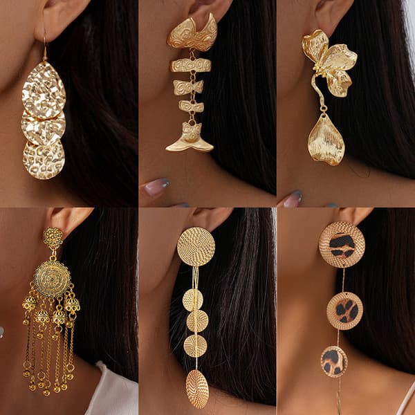 | 【cartelas de brincos feminino】 | kit brinco aço inoxidável ◎Europeu americano Cross-Border estilo metálico flor disco