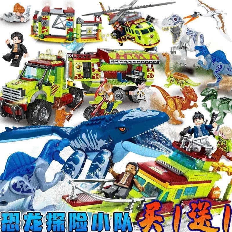 1.000 pçs compatível Lego dinossauro mar profundo Escape Pterosaur Triceratops equipe de expedição montado bloco de cons