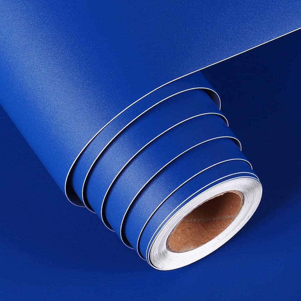 Papel de Parede Adesivo FunStick Azul Royal, Papel de Contato Azul Fosco para Armários, Papel de Parede Removível Autoad
