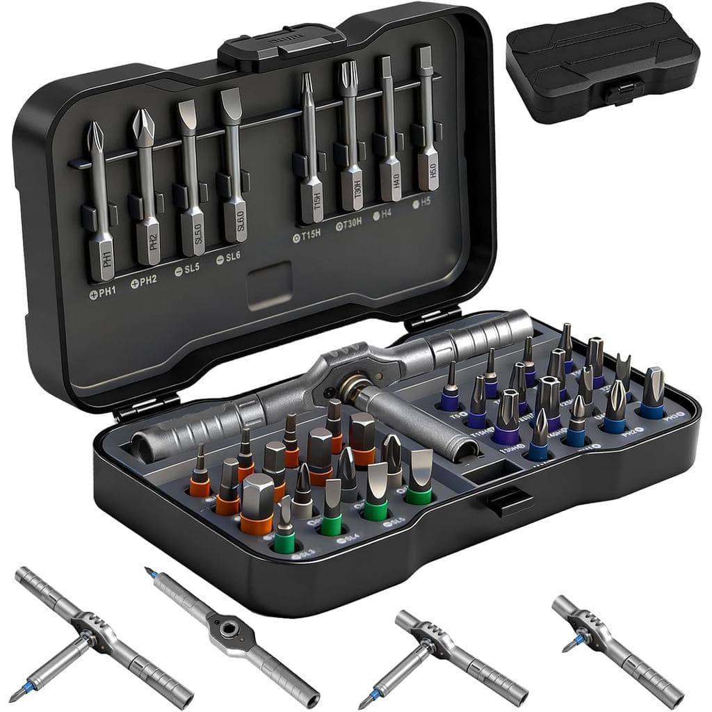 Conjunto de Chaves de Fenda Magnéticas com Catraca 42 em 1, Conjunto de Chaves de Fenda com Catraca para Bricolagem, Con