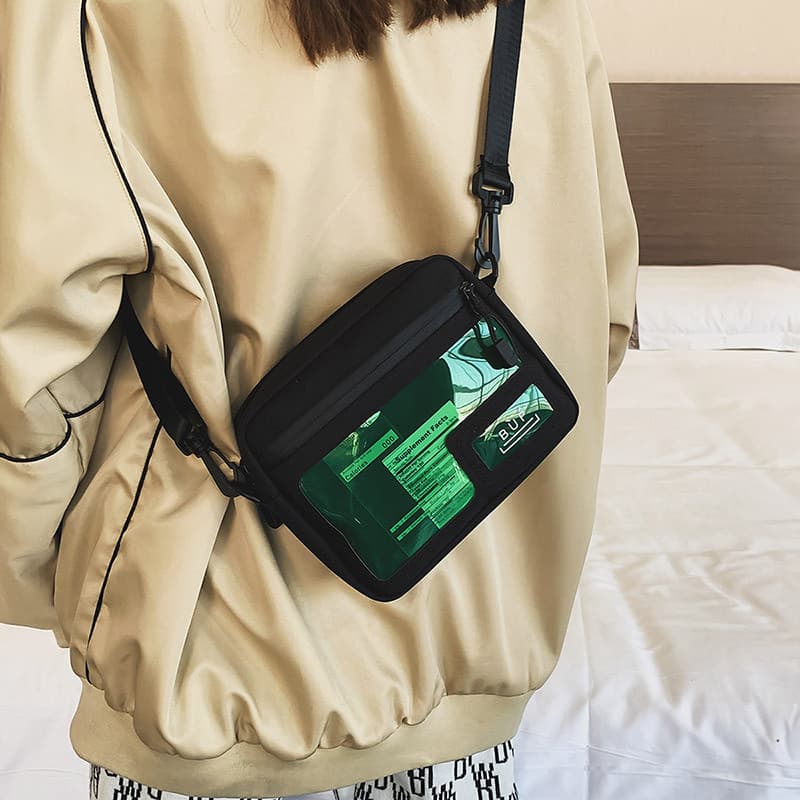 Mochila mensageiro saco masculino ins na moda pequeno saco street Wear único rua Hip-Hop disco saco pequeno quadrado sac