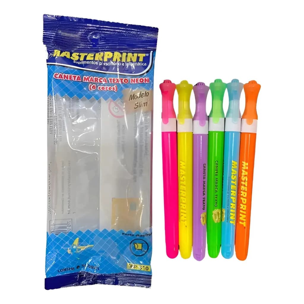 Marca Texto Neon Slim 6 Cores Mp-610 Masterprint