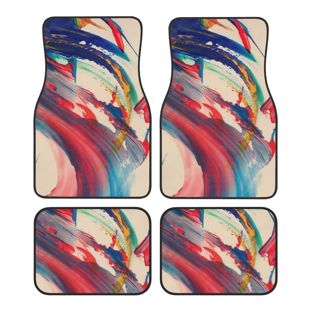4 unidades, tapetes de carro Aparência requintada com vitalidade Pintura a óleo Splash Ink Pattern Logo Tema de tapete d