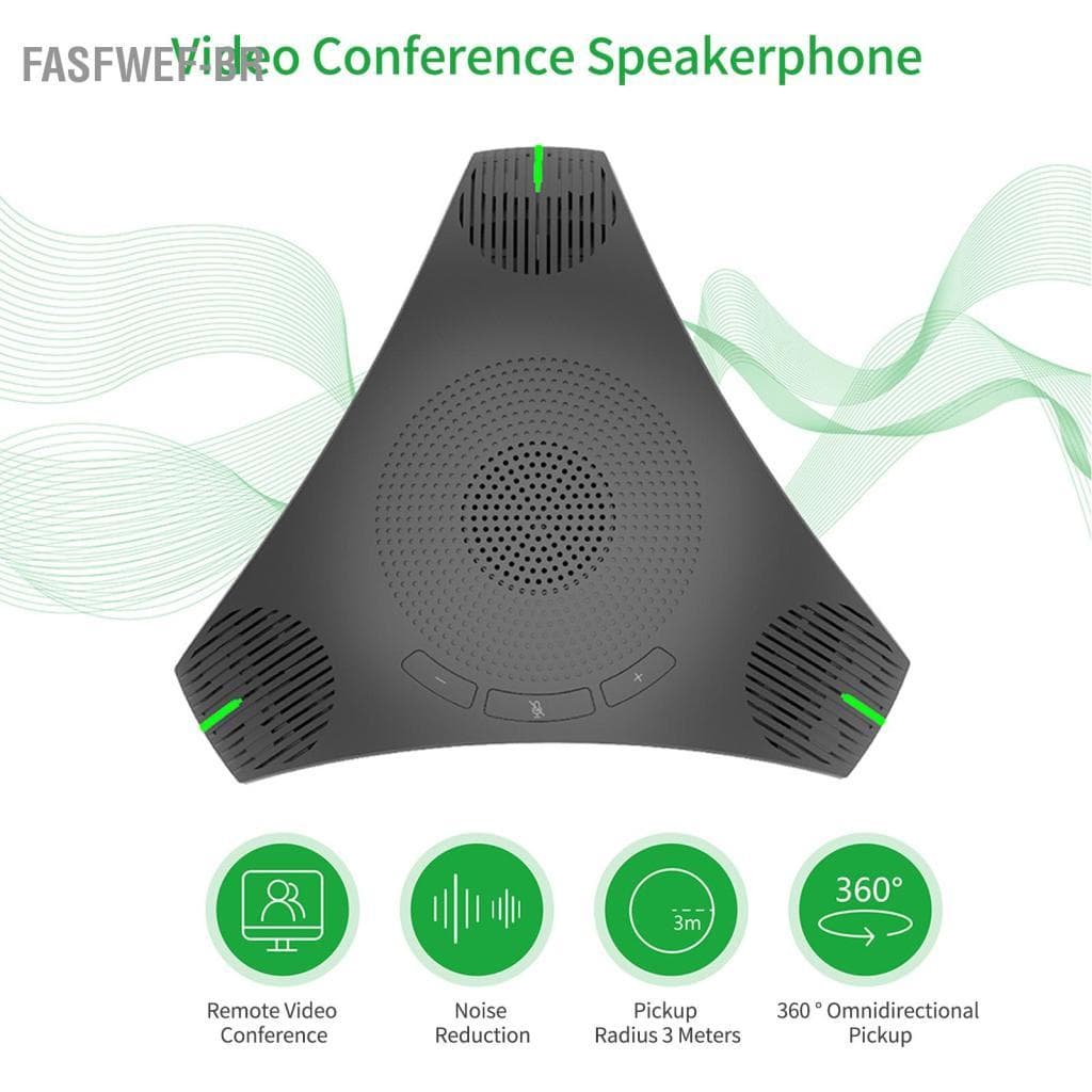 Fasfwef-br Microfone de conferência com viva-voz USB Microfone de computador omnidirecional Captação de voz de 360° com