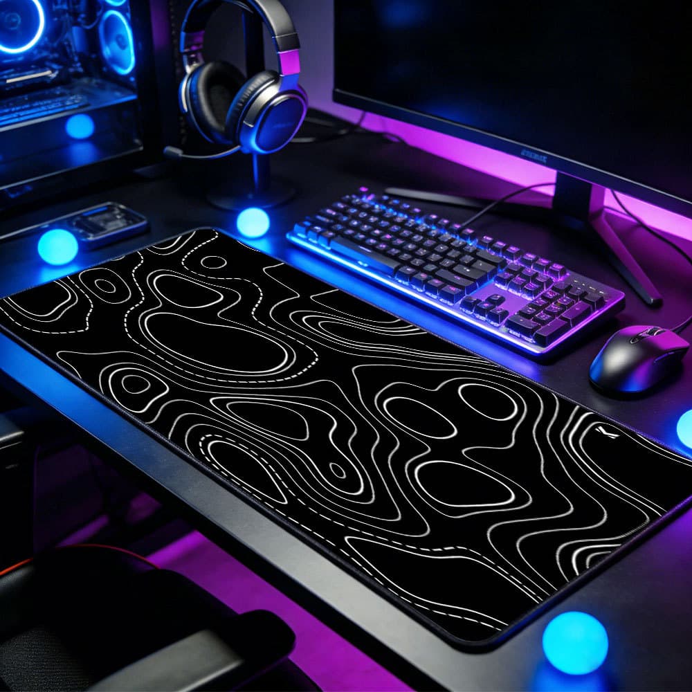 Mouse Pad Extra 80x30cm Padrão Abstrato Fluid Wave Antiderrapante Proteção de Mesa para Teclado e Mouse PC Notebook