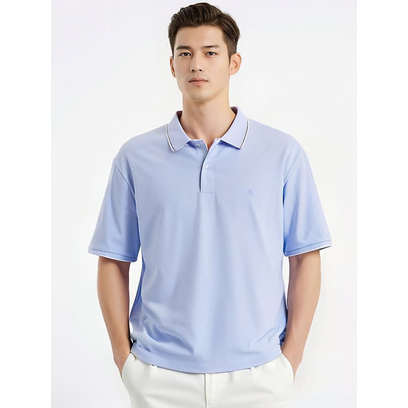 Mu U's Home 2025 Verão Masculino Solto Camisa POLO de Secagem Rápida Manga Curta Listrada Guarnição Camiseta Top de Fund