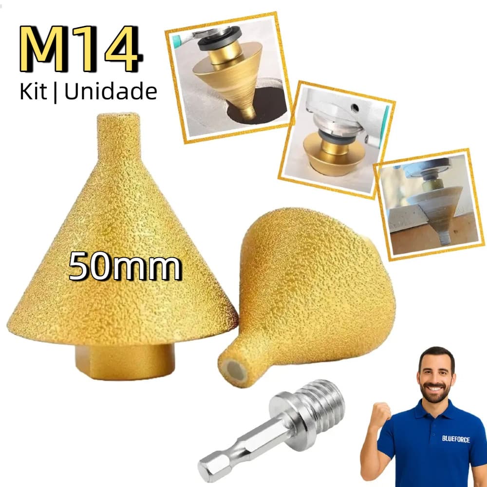 M14 Rosca Diamante Chanfro Bit Telha Cabeça 50mm De Moagem Chanfradura Broca Cone