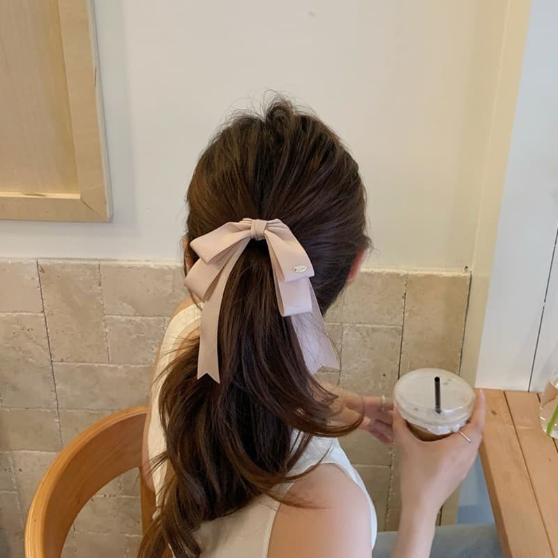 Flâmula Branca De Camada Dupla , Laço Grande , Clipe De Conta De Pato , Grampo De Cabelo Feminino Para Trás , Semiamarra