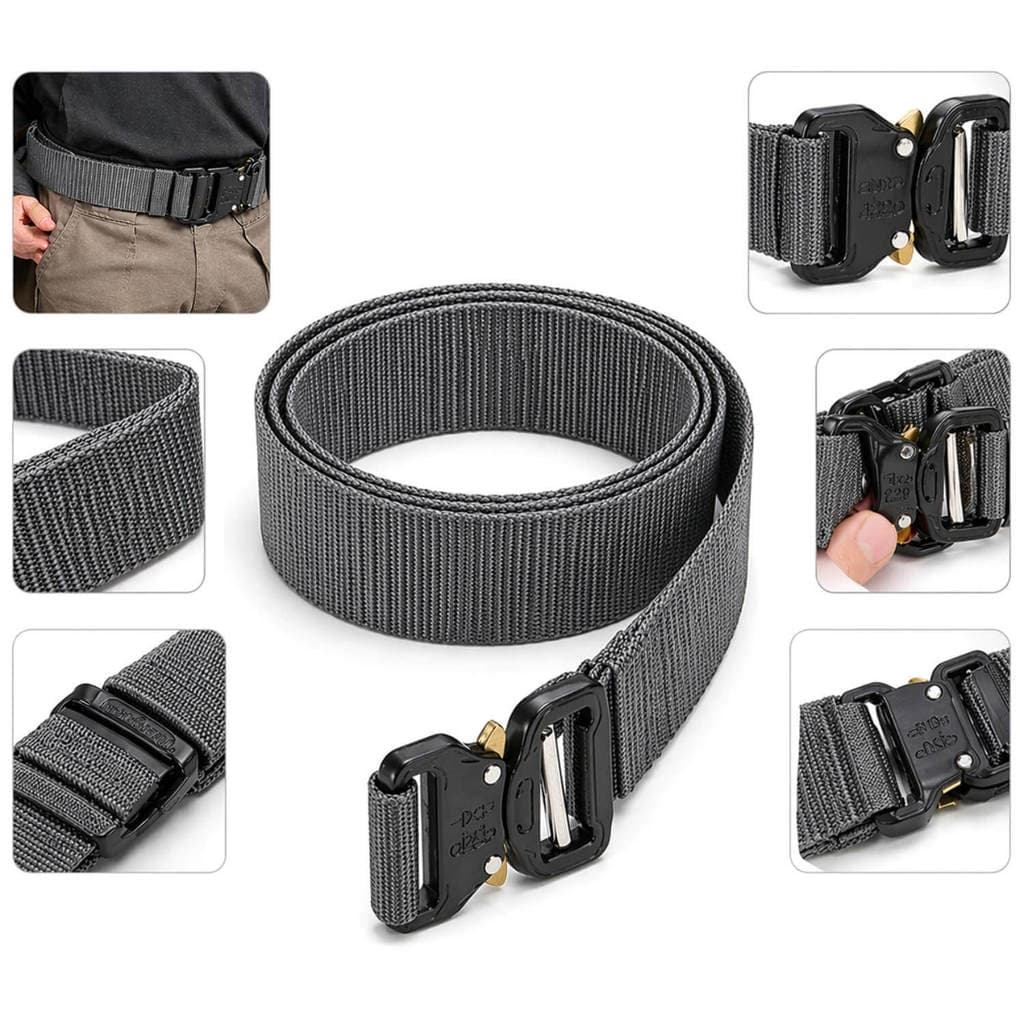 Cinto Tático Nylon Com Fivela Rápida Ajustável Resistente Cinza
