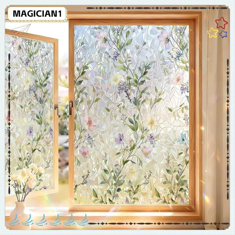 Filme Decorativo Para Janela MAGICIAN , De Privacidade De PVC De 45x200cm , Adesivo Floral Vitral