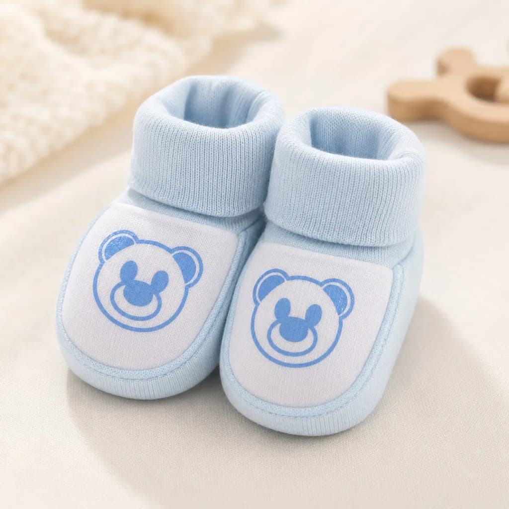 Sapatinho Pantufa Bebê Recém-nascido Macio 0 A 6 Meses Azul Único