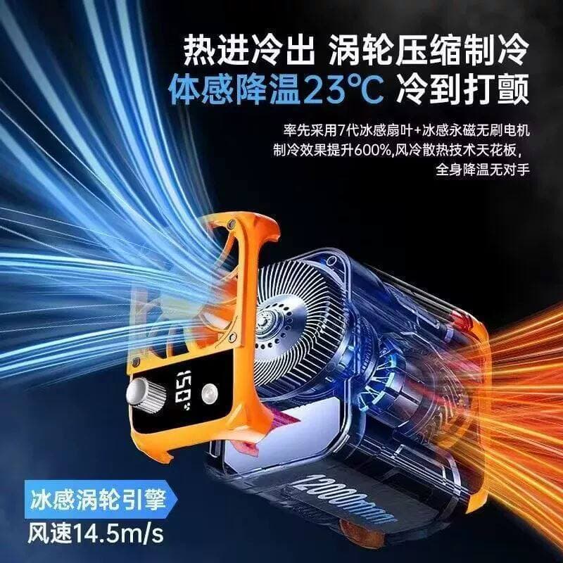 ~~ Yunfeihui Ventilador pendurado na cintura, alto vento, portátil, portátil, corte de cintura, bateria Ultra-longa, ref
