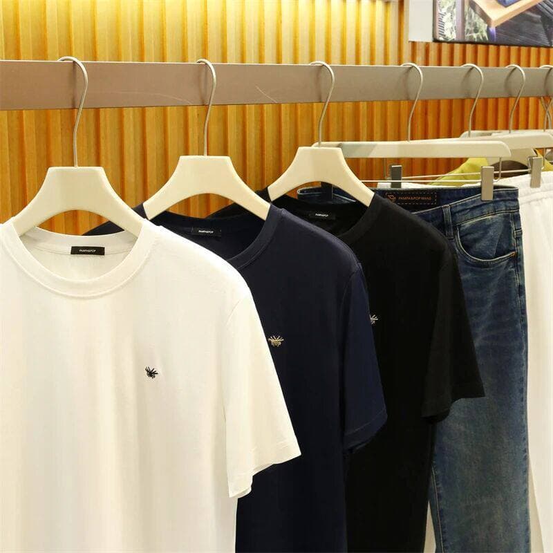 Pampa & pop Roupas Masculinas Enyue Yan Comercial Trading Little Bee Camiseta Bordada Masculina de Manga Curta Verão Tod