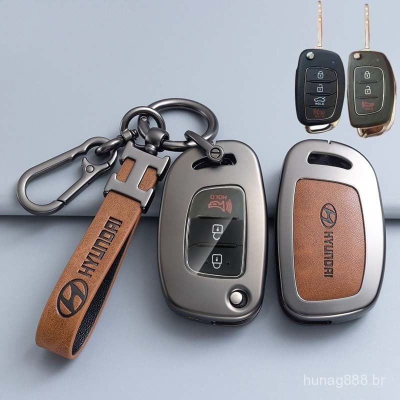 Capa para Chave de Carro Hyundai HB20, Substituição, Material em Liga de Alumínio 2014-2024, 100% Novo em Estoque 2HRQ